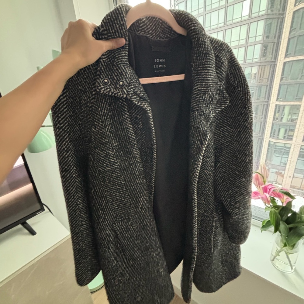John Lewis Charcoal Herringbone Pea Coat